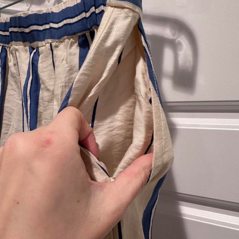 Sincerely‎ Jules Striped Wide Leg Trouser Pants Medium NWT Blue White Workwear - Picture 7 of 8